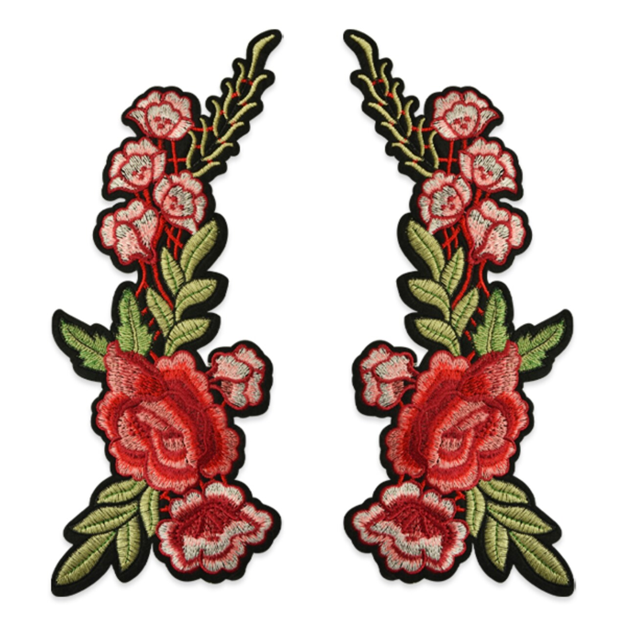 Trina Iron On Embroidered Roses Applique/Patch 11 1/4" x 5"
Pair